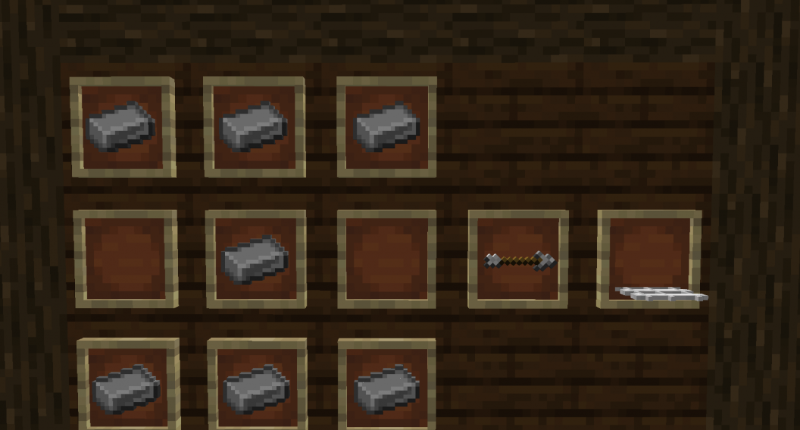 Iron Racks is crafted with 7 iron ingots, and yields 1 Rack