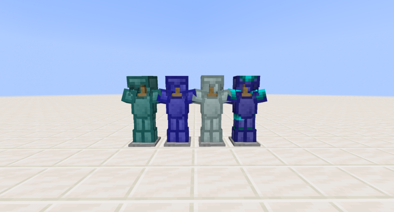 Four new Armor sets, (left to right) Soul silk, Crystal, Soul Steel, Etherium