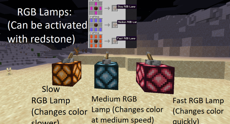 RGB Lamps Crafting Recipe, and description.