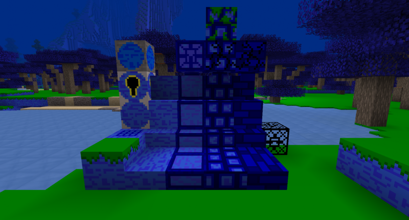 All of the blocks in the mod, inside of the Blugelatin Swamp biome.