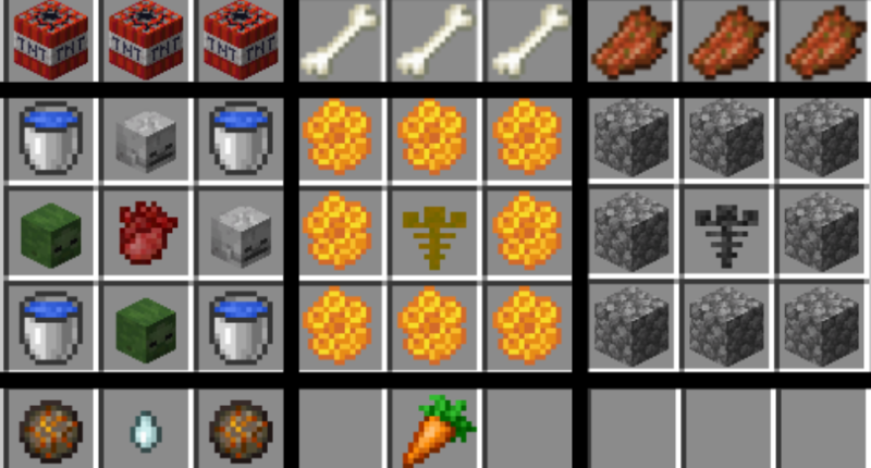 Some of the many added crafting recipes