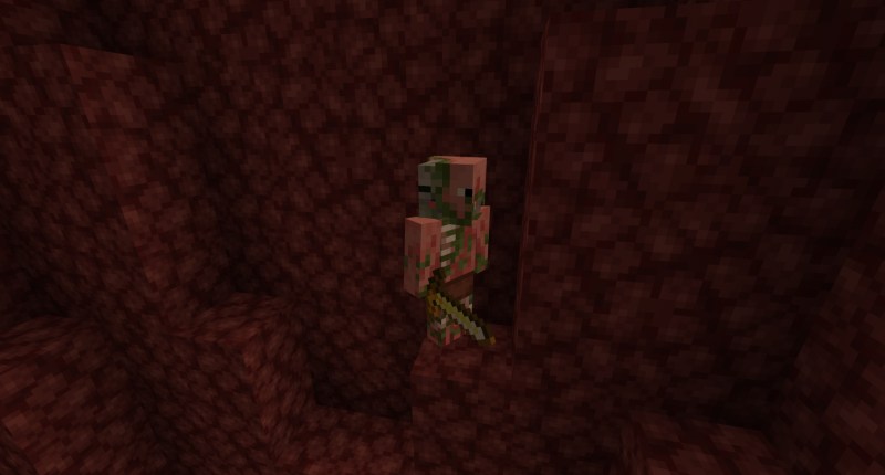 A lone Zombie Pigman in the Nether Wastes