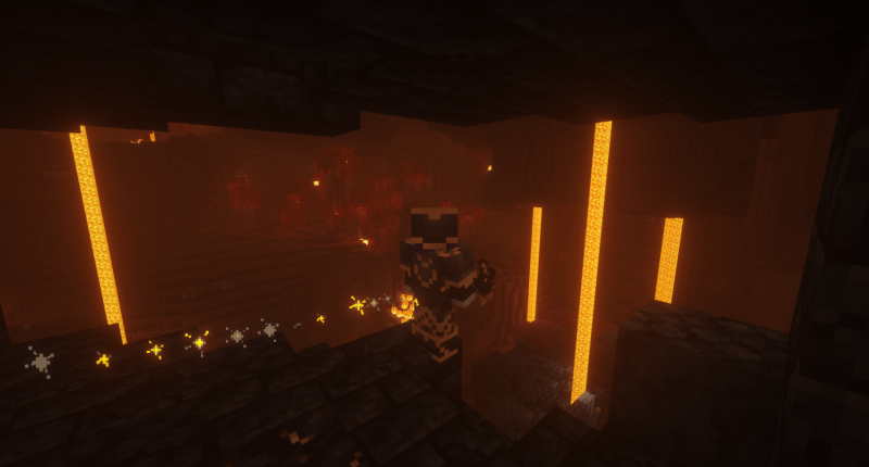 Lone player in the nether, wearing one of the new sets of armor.