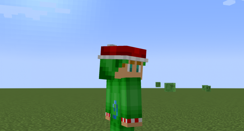 How the Christmas hat looks like on a player (this is me wearing my Christmas skin)