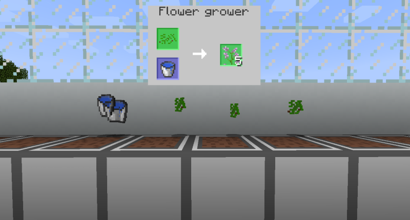 Flower growers with items on top and a GUI sample