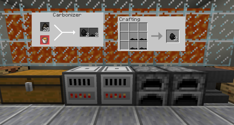 Carbonizer with GUI and a crafting recipe