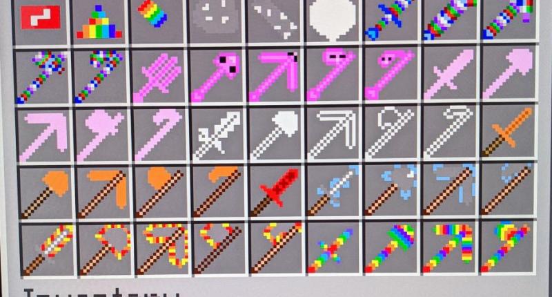 These are 72 of the new weapons and tools made from the new ores.
