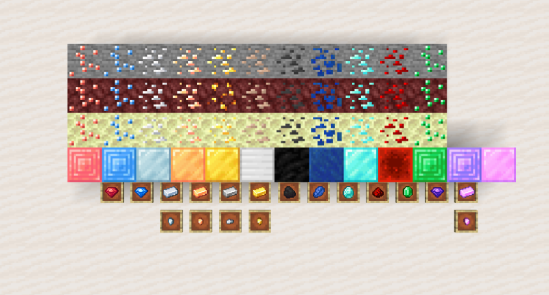 Ores + Blocks + Items added.