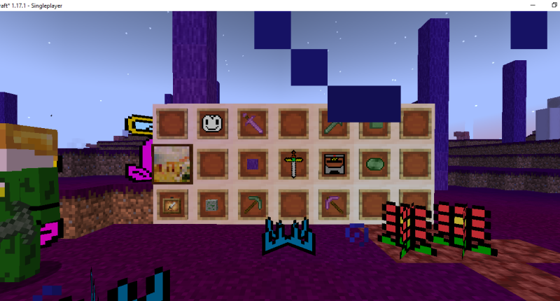A showcase of the items