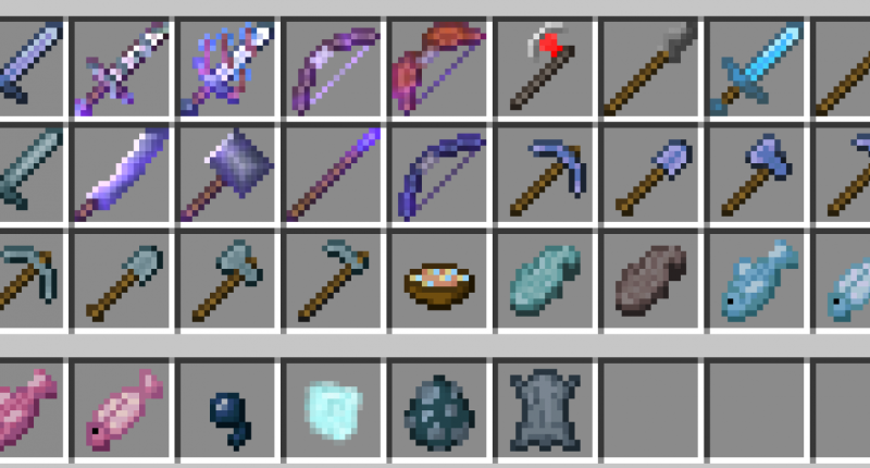 New Mobs, Items, Tools, Armor, Weapons, Food, and Loot