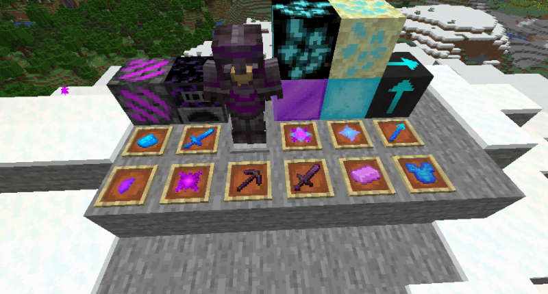 almost all items and blocks (there is no abbys block and most of vibranium items and spheres)