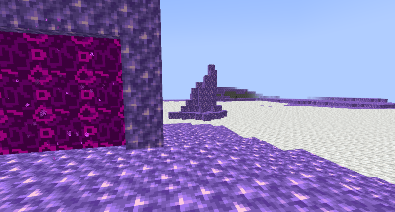 Amethyst portal in a amethyst dimension with a calcite ocean and a amethyst pillar