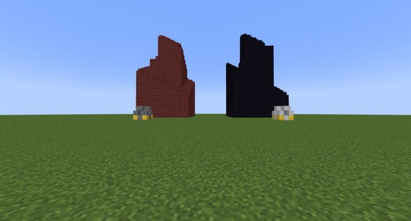 Both of the nether spires with their respective core