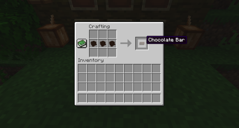 Crafting recipe for a chocolate bar