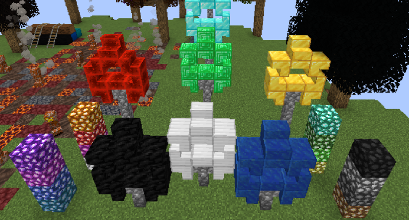 This shows ore blocks as slabs, and stairs.