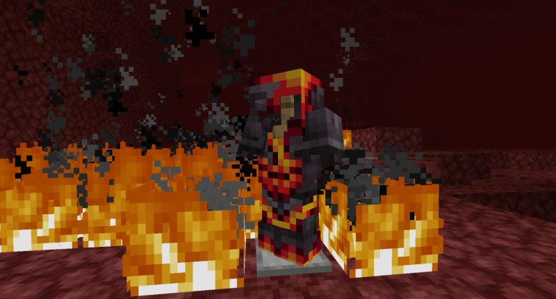 Picture of the armor set in-between fire.