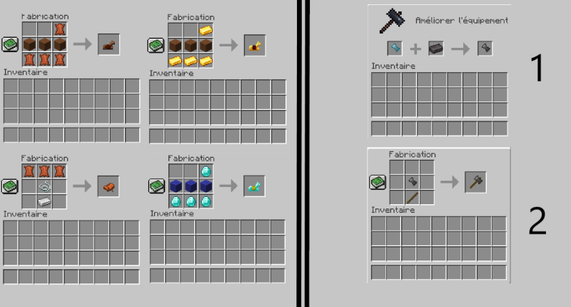 The saddle and horse armor crafts & the special netherite Hammer recipe