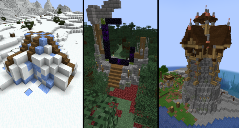 All structures are procedurally generated, w/multiple different biome and random variants.