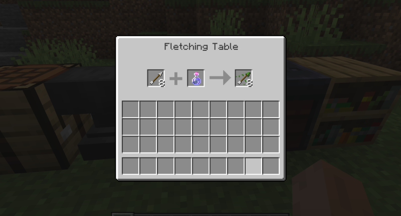 Arrows can be tipped in the fletching table