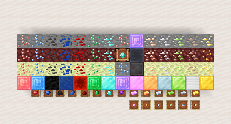 New blocks (ores and their respective blocks) and materials