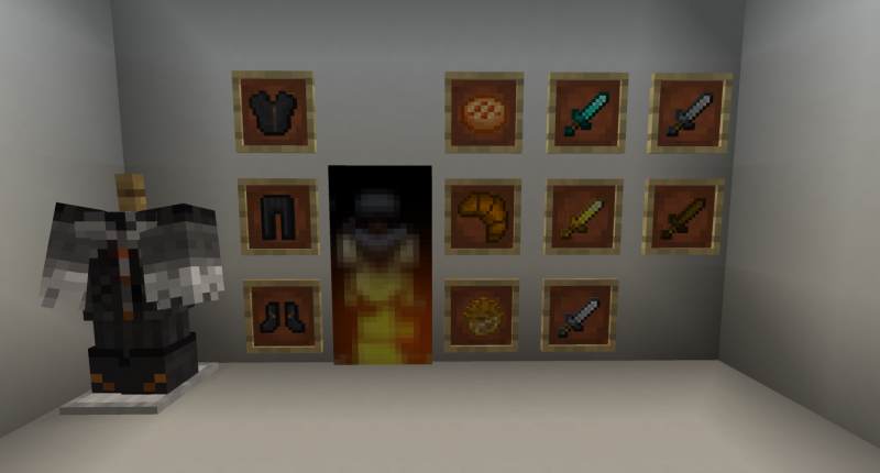 Included Assets: new armor set, a new painting, apple pie, croissant, baked pufferfish, and a new weapon type: daggers.