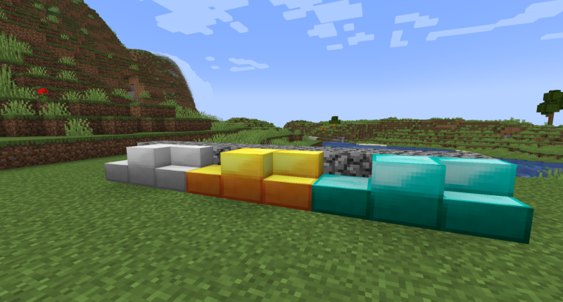The various ore blocks added