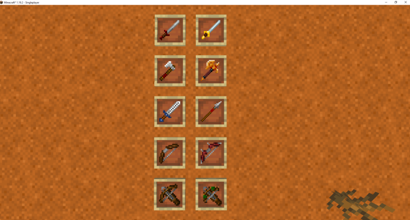 These are the weapons and bows.