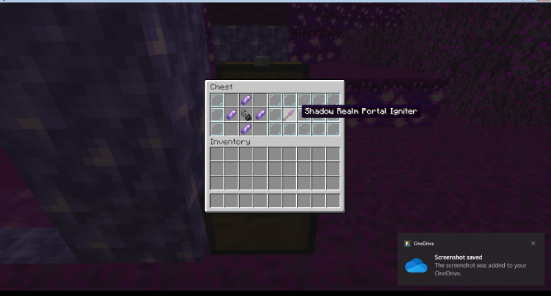 The crafting recipe for the portal igniter