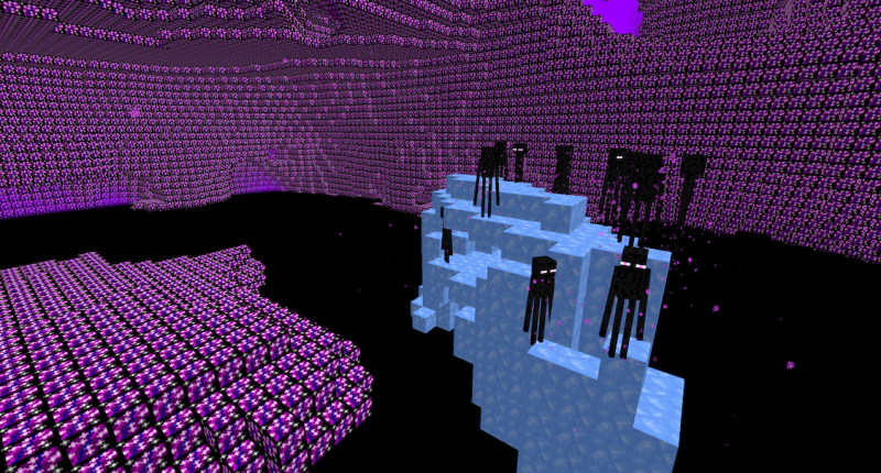 Since this place is in the middle of all dimensions, endermen take it as a scale when traveling through worlds. They like icebergs.