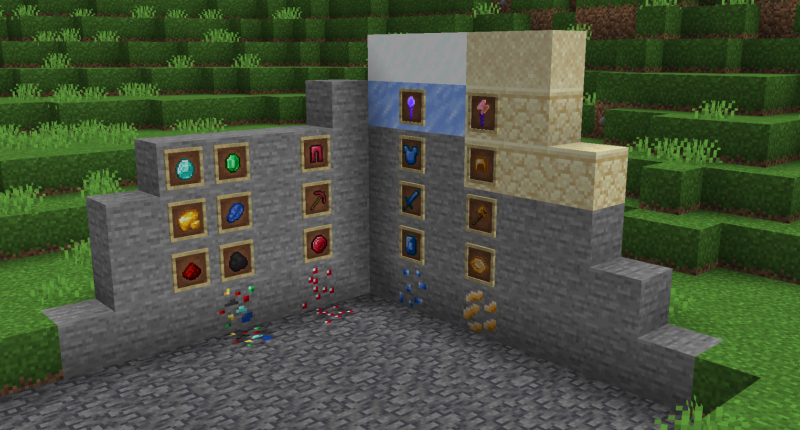 New Ores in the Overworld. Left to right: Mixed, Ruby, Sapphire, Topaz
