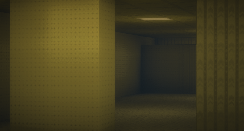 The iconic backrooms image made with only the blocks of my mod :) (made with BSL "Tweaked" Shaders)