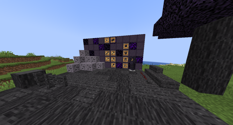 A full view of the obsidian wood and it's decorations, as well as the reinforced obsidian items