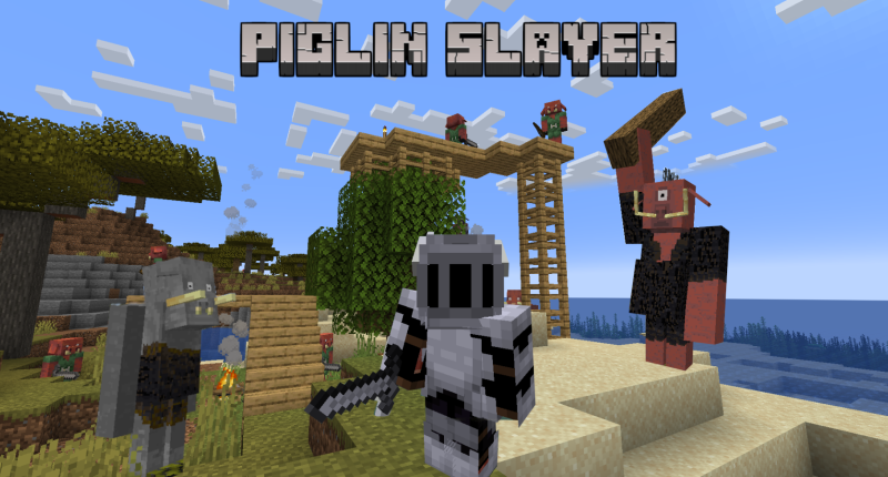 PIGLIN SLAYER title with stuff from the mod.