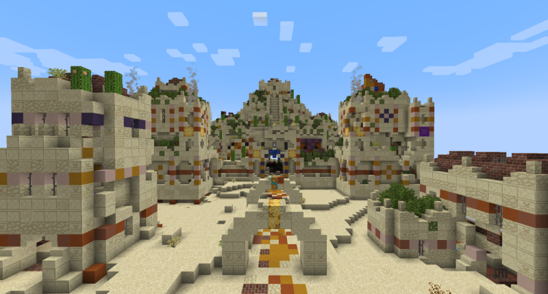 Front view of the desert temple, filled with a variety of explosive hazards.