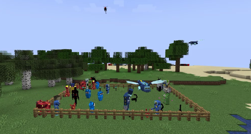 Various mobs present in the mod