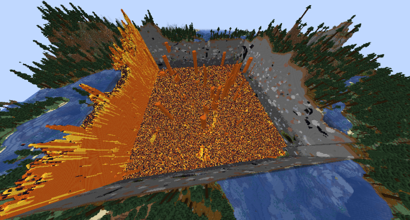 The scale of the largest explosive (32 chunk render distance)