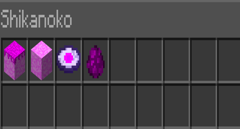 Picture of the spawnable items which consists of custom grass block, dirt block, music disc, and spawn egg.