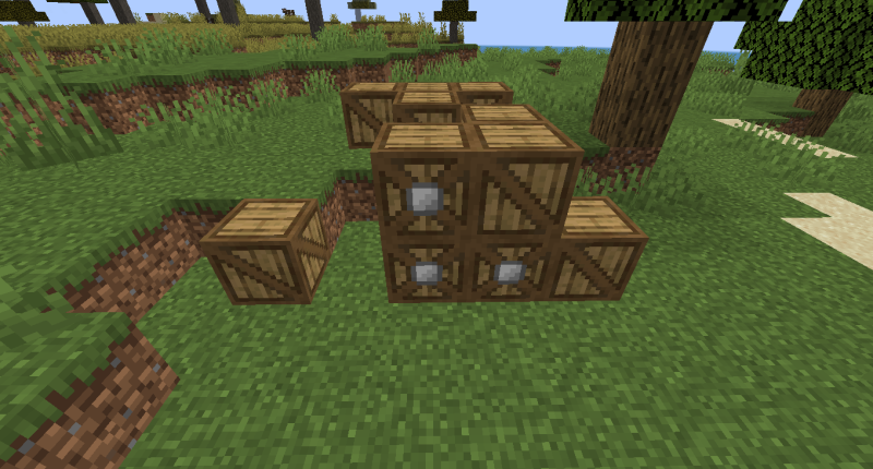 A pile of Crates that was generated in a Minecraft world