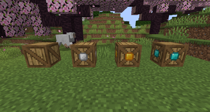 The 4 types of Crates (normal, iron, gold, diamond)