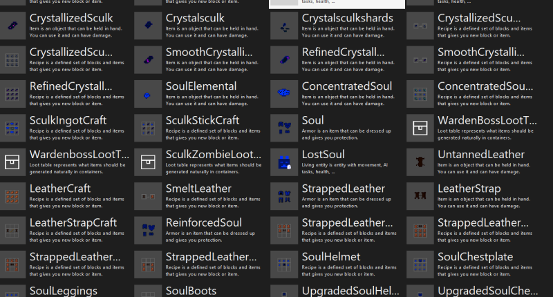 A screenshot of some mod elements of my mod.