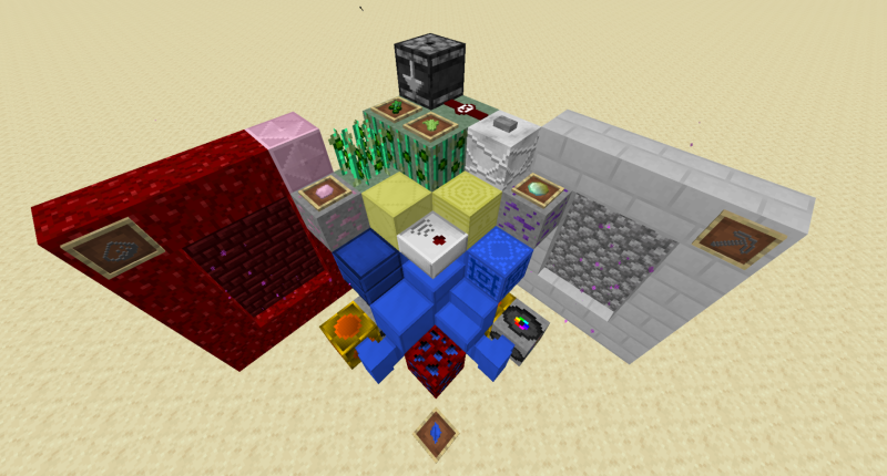 Many new blocks, items, and dimensions are added to the game.