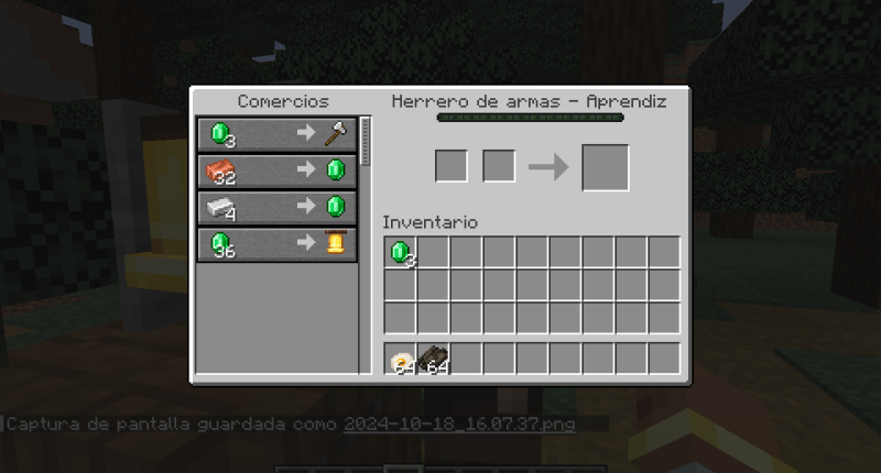 add an copper trade for one emeral with weaponsmith villager