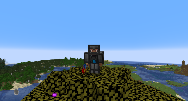Player using a fullset netherproof armor and holding a Fire Rod