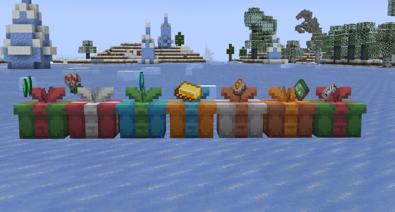Every colored gift and their guaranteed drops on top