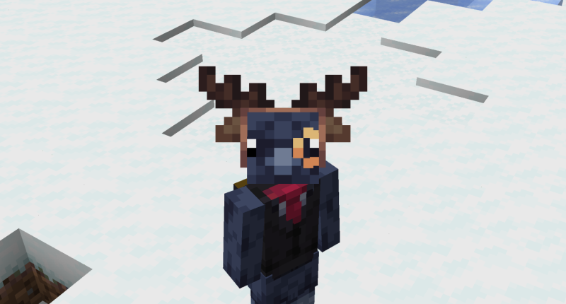 Reindeer antlers when worn