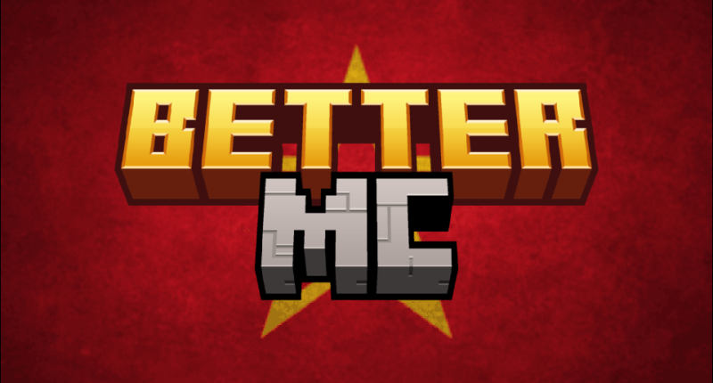 Logo reading "Better MC" in gold text on a red background over top of a hammer and sickle that is in turn inside of a yellow star