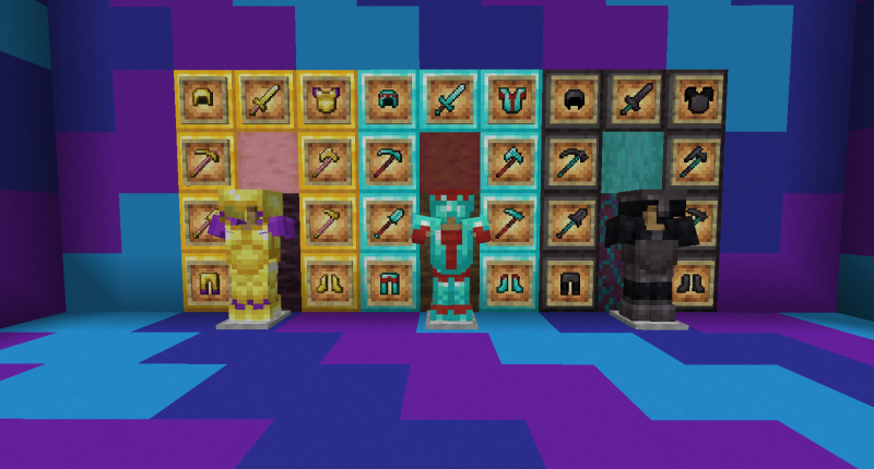 Another in-game screenshot focusing on gold, diamond, and netherite items.