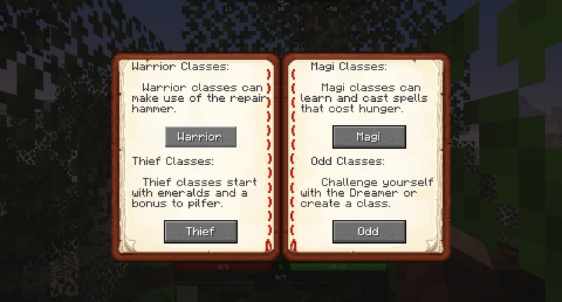 Class Selection Screen.