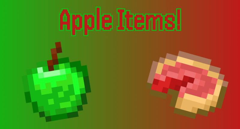 Pixel art of a green apple and an apple pie