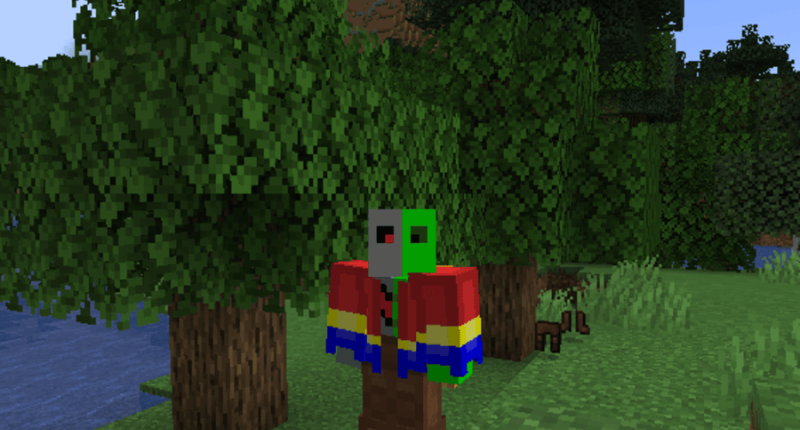 Meburningslime wearing a Parrot Cloak